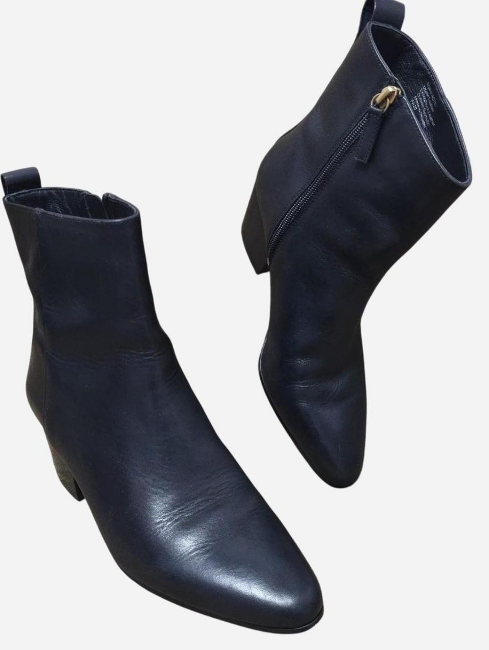 J.Crew Black Leather Ankle Boots Size 7 Block Heel